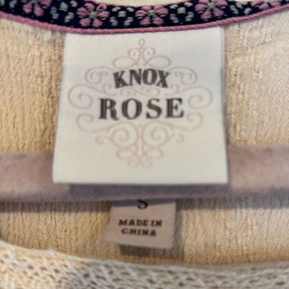 Knox Rose Size S Cream Floral Embroidered Lace Eyelet Peasant Blouse Top Rayon - Picture 7 of 11